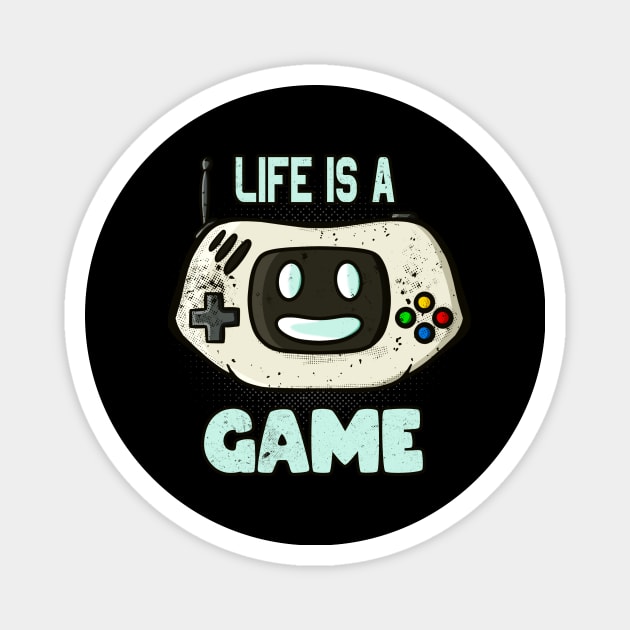 Life Is A Game Cartoon Gaming Console Face Magnet by Foxxy Merch